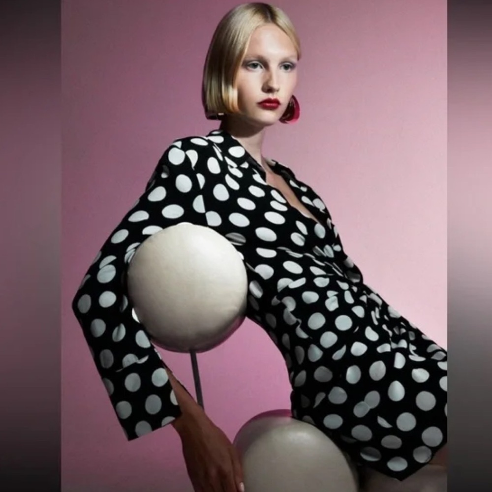 Zara Black and White Polka Dot Wrap mini dress. Size Xs. Style 7903/052/064 - Picture 2 of 10